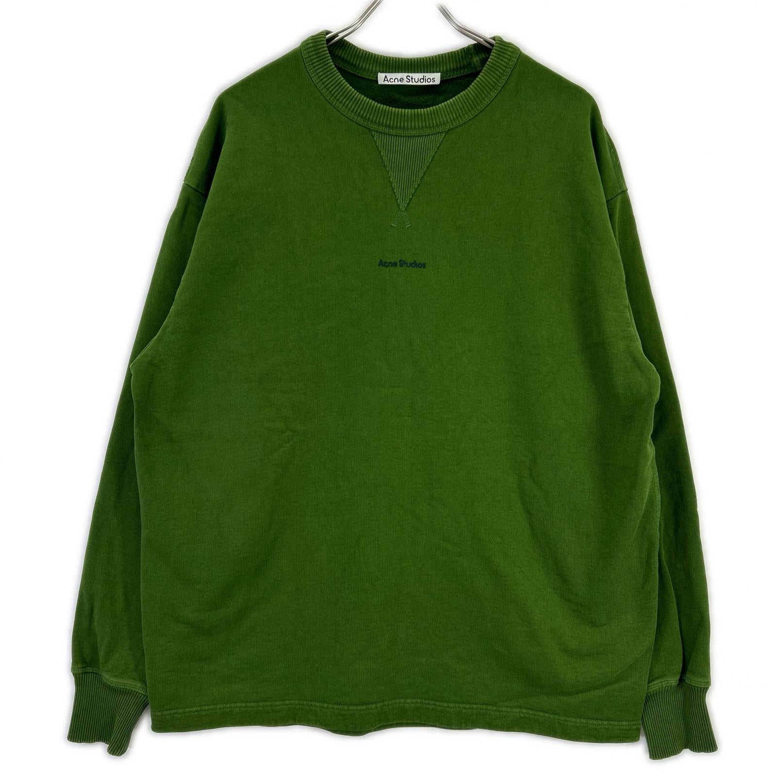 ACNE STUDIOS アクネ ストゥディオズ FN-MN-SWEA000260 グリーン コットン ロゴ刺繍 クルーネックスウェットプルオーバー トップス