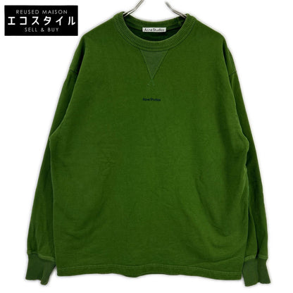 ACNE STUDIOS アクネ ストゥディオズ FN-MN-SWEA000260 グリーン コットン ロゴ刺繍 クルーネックスウェットプルオーバー トップス