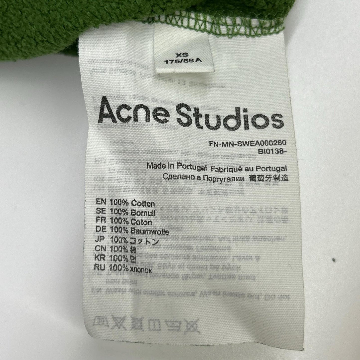 ACNE STUDIOS アクネ ストゥディオズ FN-MN-SWEA000260 グリーン コットン ロゴ刺繍 クルーネックスウェットプルオーバー トップス