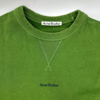 ACNE STUDIOS アクネ ストゥディオズ FN-MN-SWEA000260 グリーン コットン ロゴ刺繍 クルーネックスウェットプルオーバー トップス