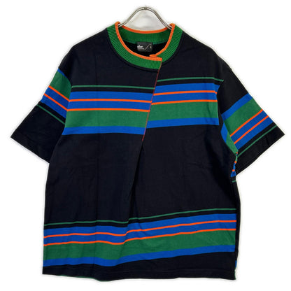 kolor カラー 23SCM-T04203 ブラック×マルチカラー コットン ラウンドネック ボーダー T-SHIRT トップス