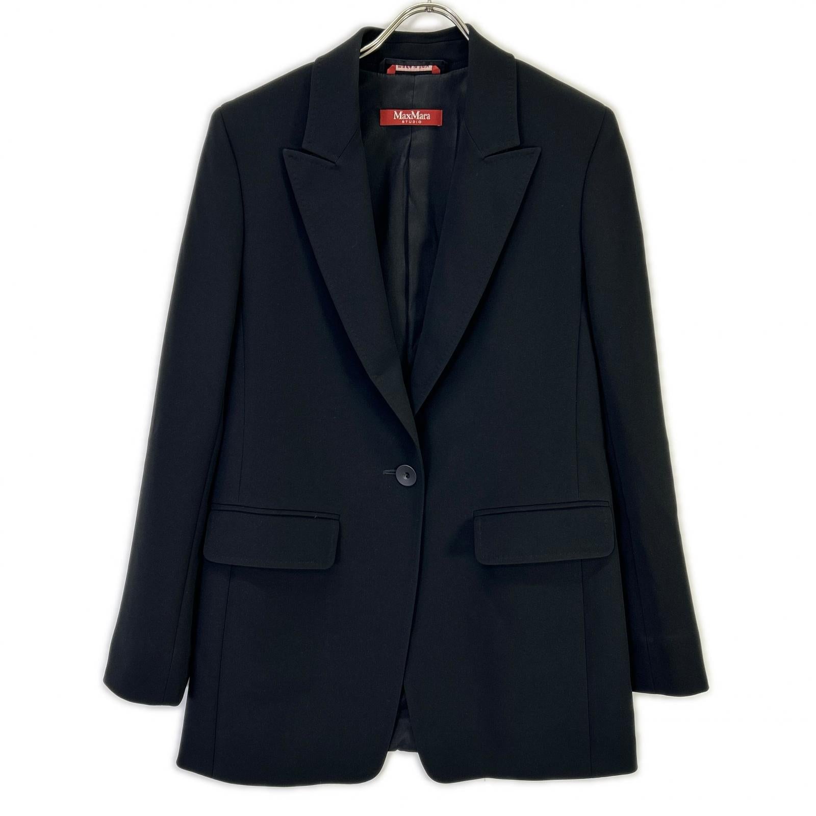 MAXMARA STUDIO マックスマーラスタジオ 23604114376 ブラック トリアセテート混 ピークドラペル 1Bテーラードジャケット ジャケット