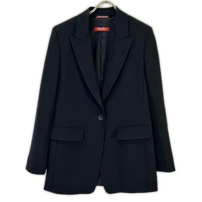 MAXMARA STUDIO マックスマーラスタジオ 23604114376 ブラック トリアセテート混 ピークドラペル 1Bテーラードジャケット ジャケット