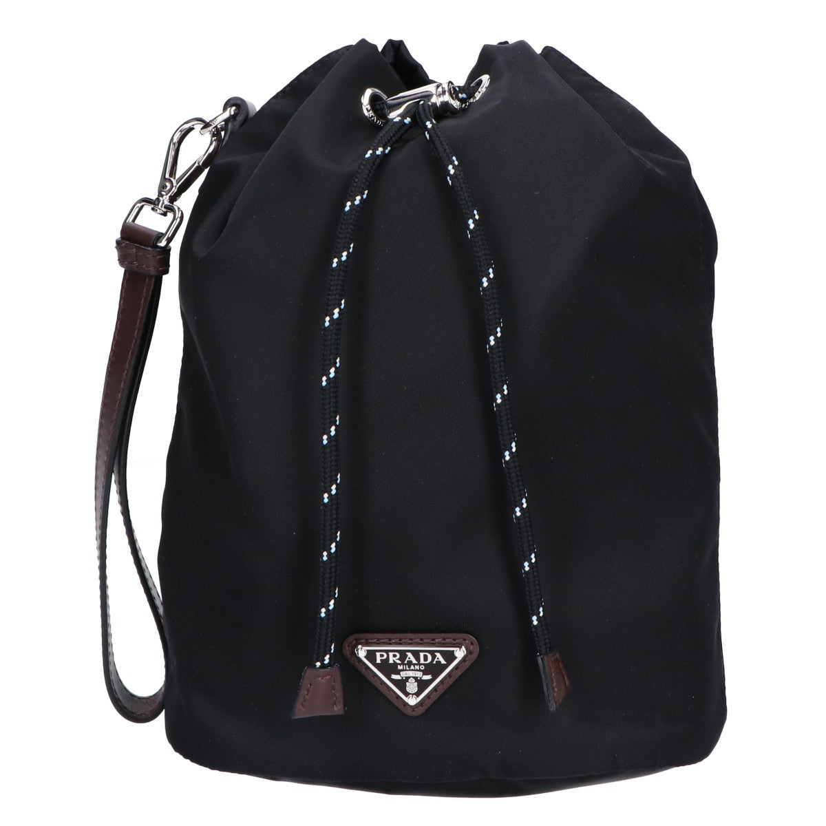 PRADA プラダ 新品同様 2NE067 2HE1 Re-Nylon xレザー トライアングルロゴ スピードロック ドローストリングポーチ リストレット クラッチバッグ セカンドバッグ クラッチバッグ