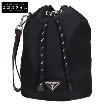PRADA プラダ 新品同様 2NE067 2HE1 Re-Nylon xレザー トライアングルロゴ スピードロック ドローストリングポーチ リストレット クラッチバッグ セカンドバッグ クラッチバッグ
