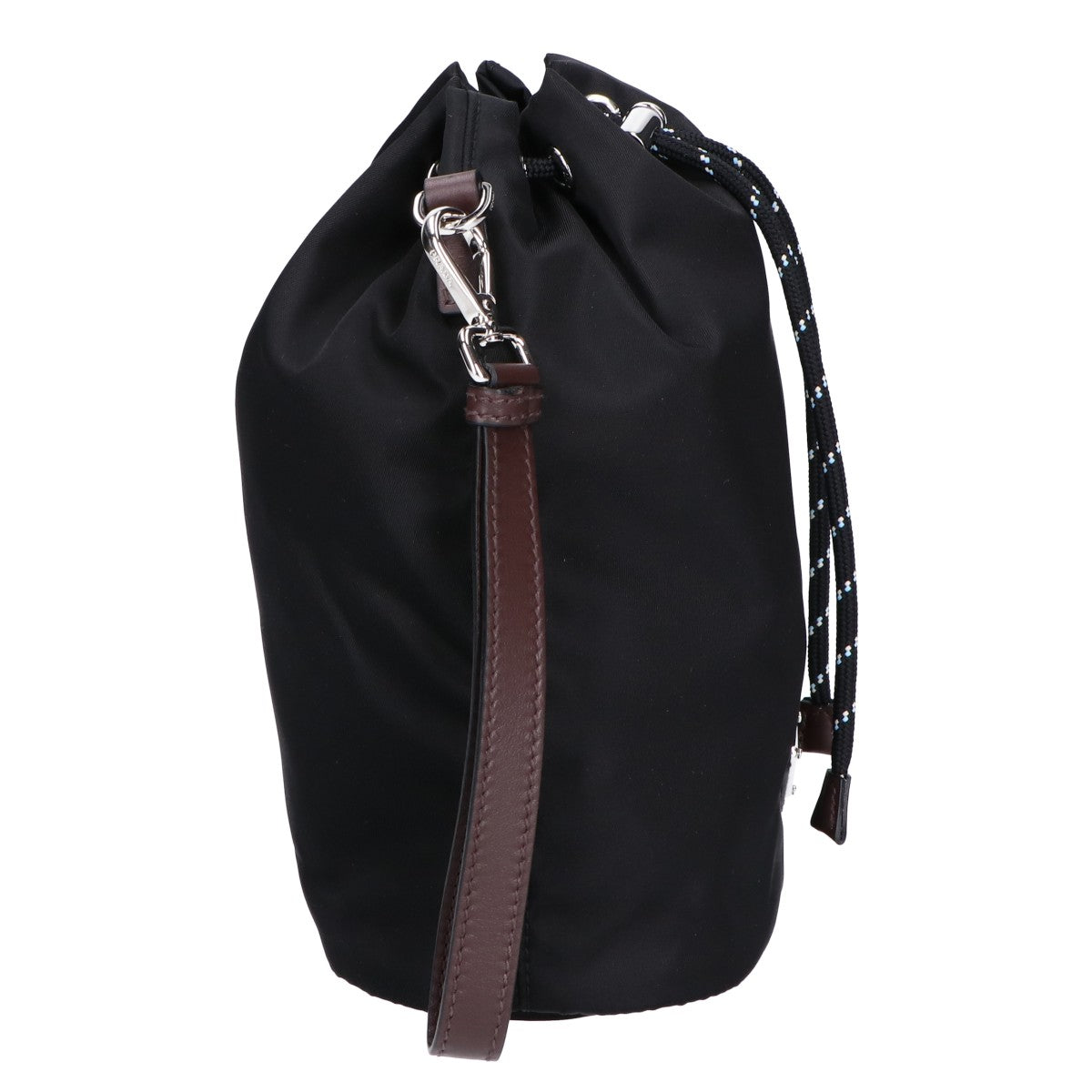 PRADA プラダ 新品同様 2NE067 2HE1 Re-Nylon xレザー トライアングルロゴ スピードロック ドローストリングポーチ リストレット クラッチバッグ セカンドバッグ クラッチバッグ