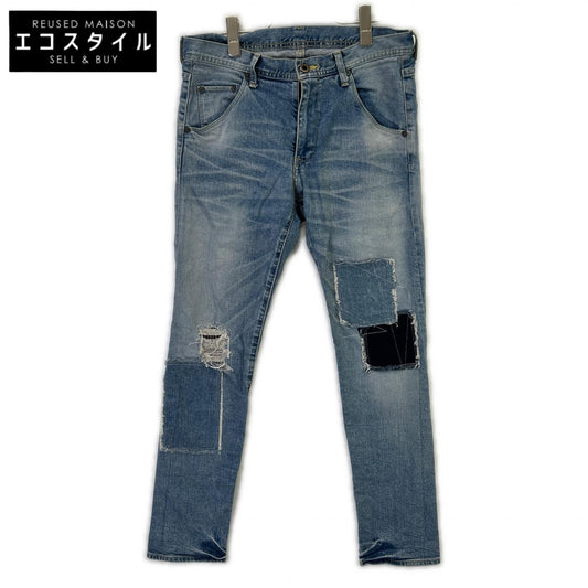 WJK ds05j light indigo patchwork slim denim pants bottoms
