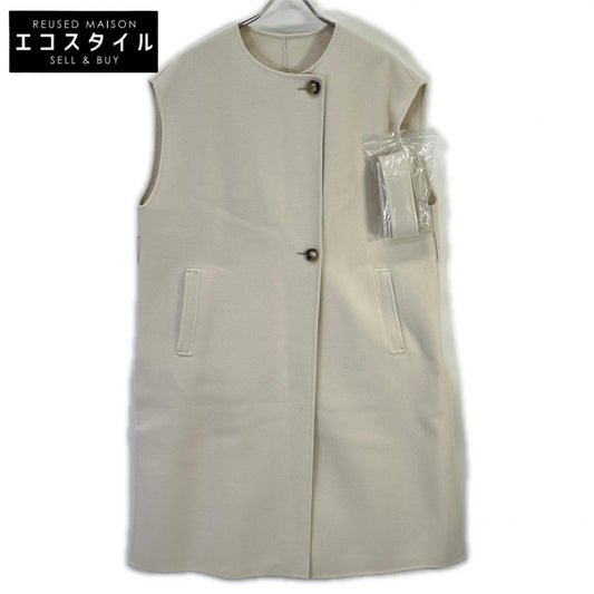 NIJYUSANKU 23区 24AW アイボリー ウール90 ノーヵラー ウールリバー ジレ ベスト
