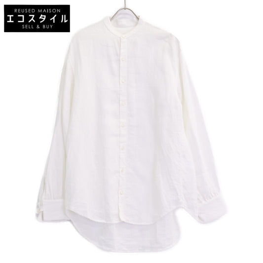 BOURRIENNE Paris X ブーリエンヌ 【美品】リネン バックロング バンドカラー ロングスリーブシャツ トップス