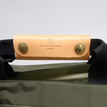 Herve Chapelier エルベシャプリエ 848C コーデュラナイロン ヌメ革ハンドルカバー 舟形 マキシ トートバッグ