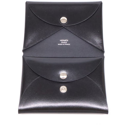 HERMES エルメス W刻 ボックスカーフ カルヴィデュオ カードケース コインケース