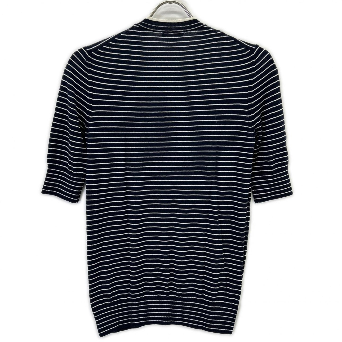 Loro Piana ロロピアーナ FAL6249 ネイビー×ホワイト ボーダー カシミヤ×シルク ハーフスリーブ ニット トップス