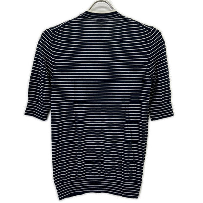 Loro Piana ロロピアーナ FAL6249 ネイビー×ホワイト ボーダー カシミヤ×シルク ハーフスリーブ ニット トップス