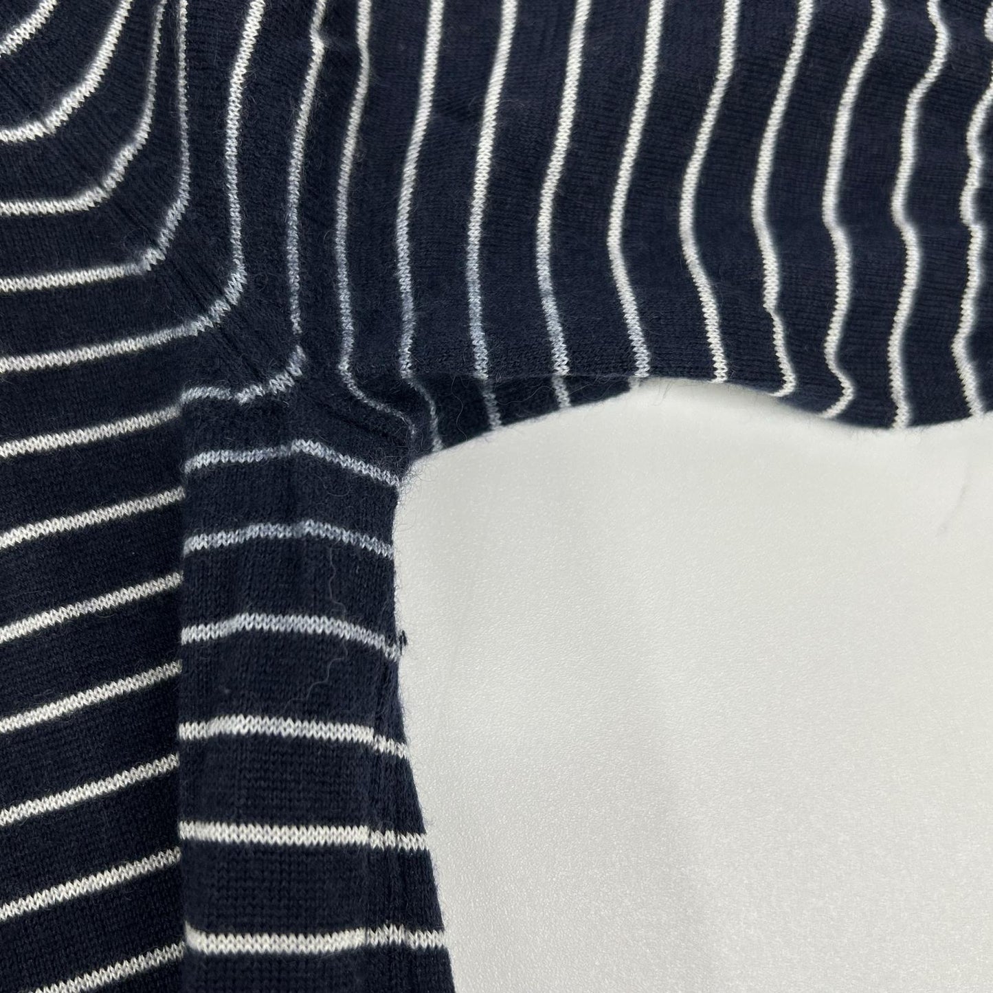 Loro Piana ロロピアーナ FAL6249 ネイビー×ホワイト ボーダー カシミヤ×シルク ハーフスリーブ ニット トップス