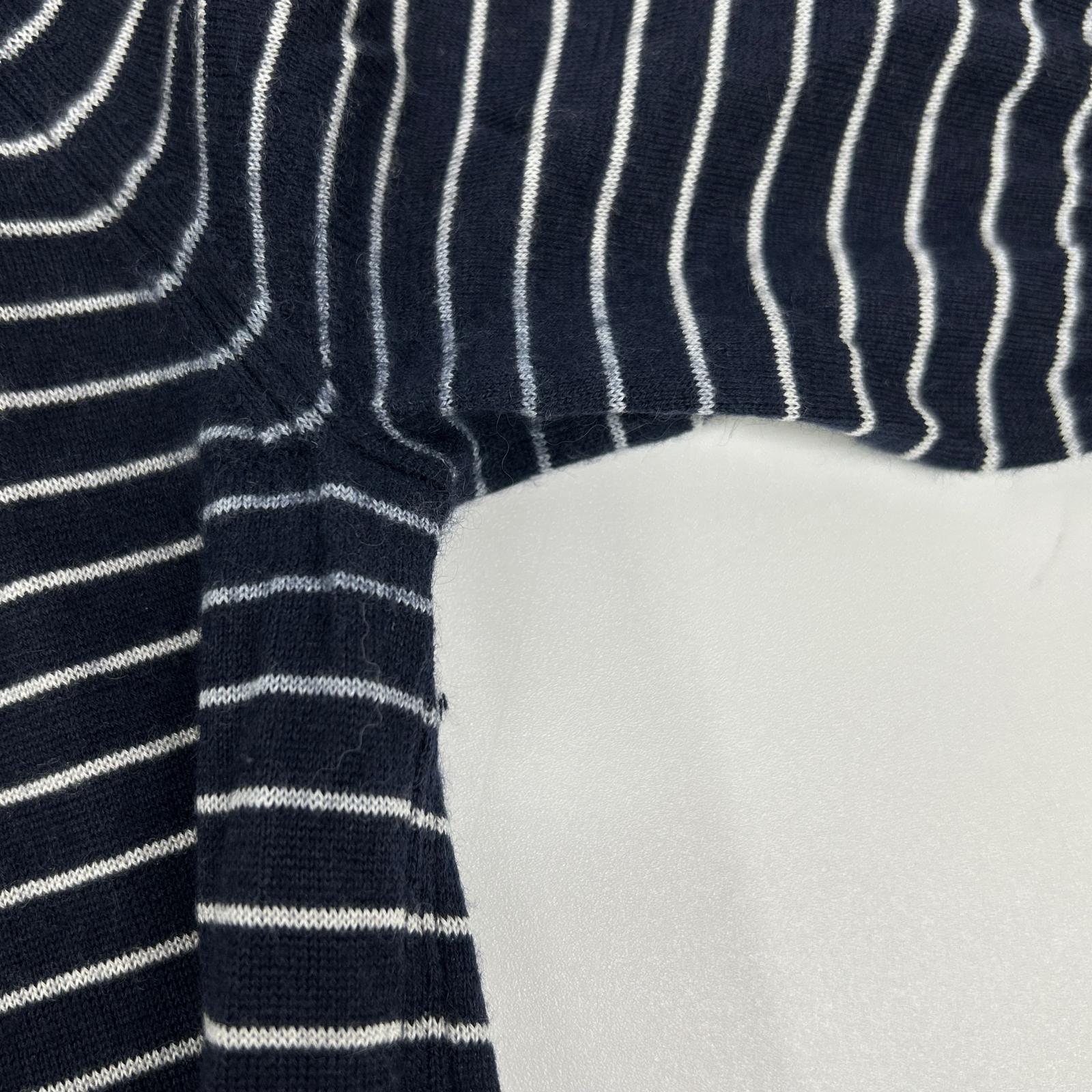Loro Piana ロロピアーナ FAL6249 ネイビー×ホワイト ボーダー カシミヤ×シルク ハーフスリーブ ニット トップス