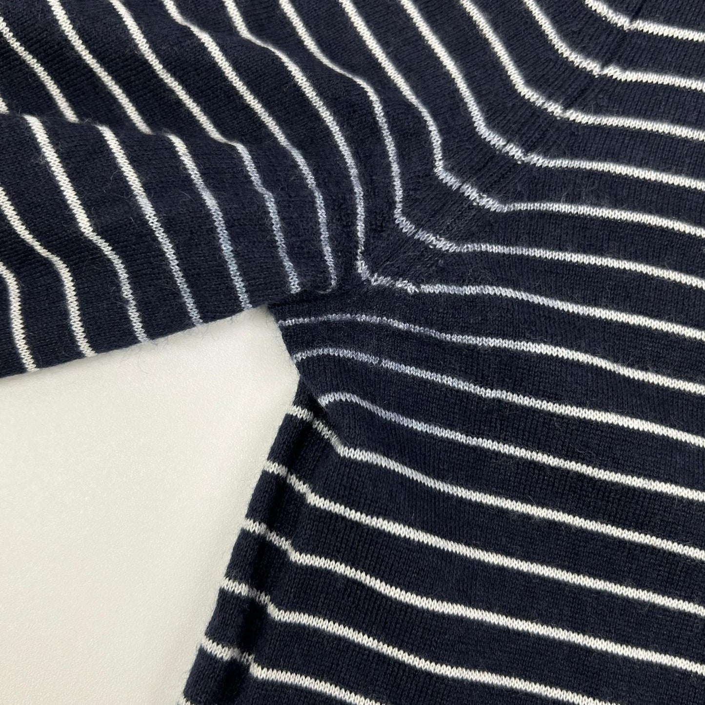 Loro Piana ロロピアーナ FAL6249 ネイビー×ホワイト ボーダー カシミヤ×シルク ハーフスリーブ ニット トップス