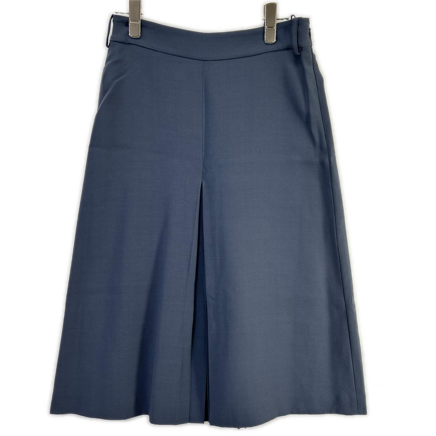 Loro Piana ロロピアーナ FAI8486 ネイビー系 シルク×ウール センタープリーツ サイドジップ スカート スカート