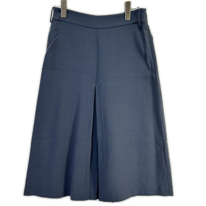 Loro Piana ロロピアーナ FAI8486 ネイビー系 シルク×ウール センタープリーツ サイドジップ スカート スカート