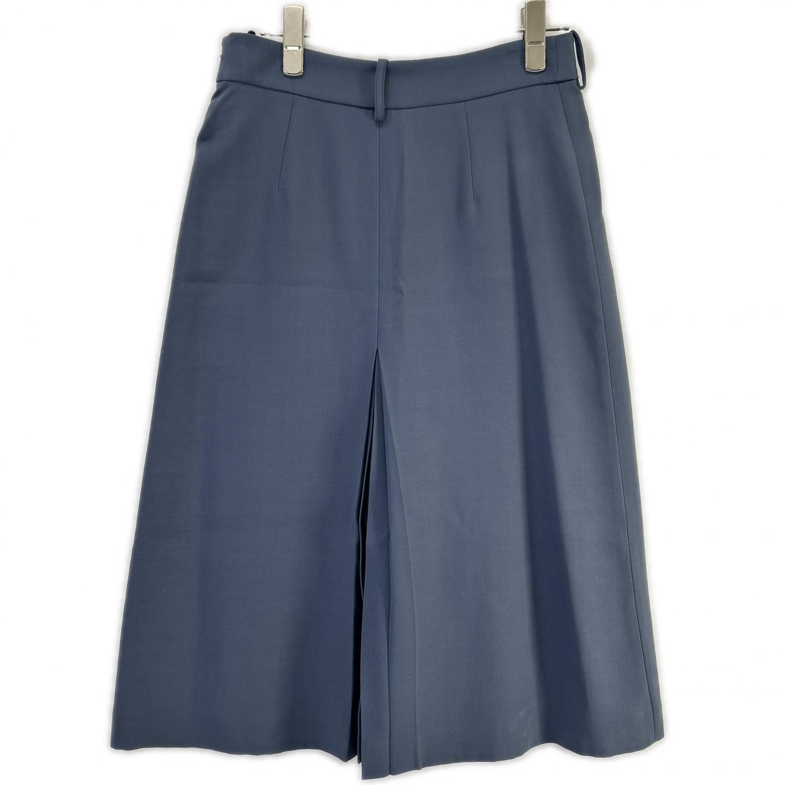 Loro Piana ロロピアーナ FAI8486 ネイビー系 シルク×ウール センタープリーツ サイドジップ スカート スカート