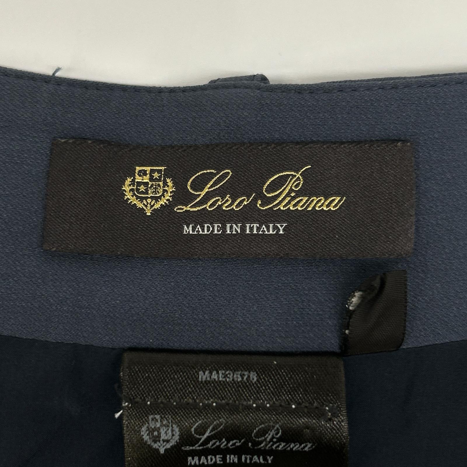 Loro Piana ロロピアーナ FAI8486 ネイビー系 シルク×ウール センタープリーツ サイドジップ スカート スカート