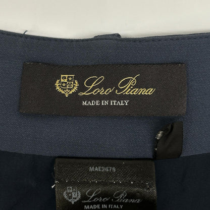 Loro Piana ロロピアーナ FAI8486 ネイビー系 シルク×ウール センタープリーツ サイドジップ スカート スカート