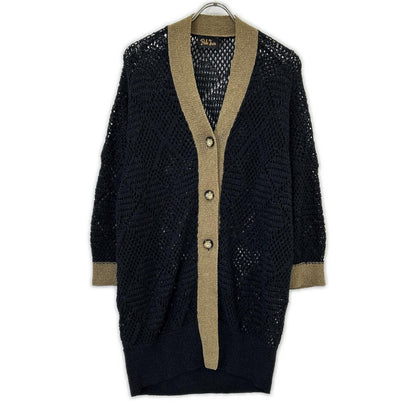 【SALE】 Pale Jute ペールジュート PJ-2023SS-19 ブラック メッシュニットロングカーディガン トップス