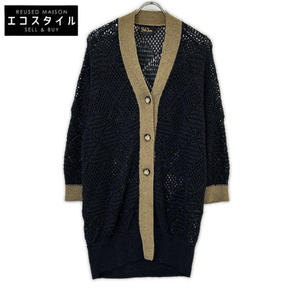 Pale Jute PJ-2023SS-19 Black Mesh Knit Long Cardigan Tops