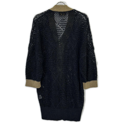 【SALE】 Pale Jute ペールジュート PJ-2023SS-19 ブラック メッシュニットロングカーディガン トップス