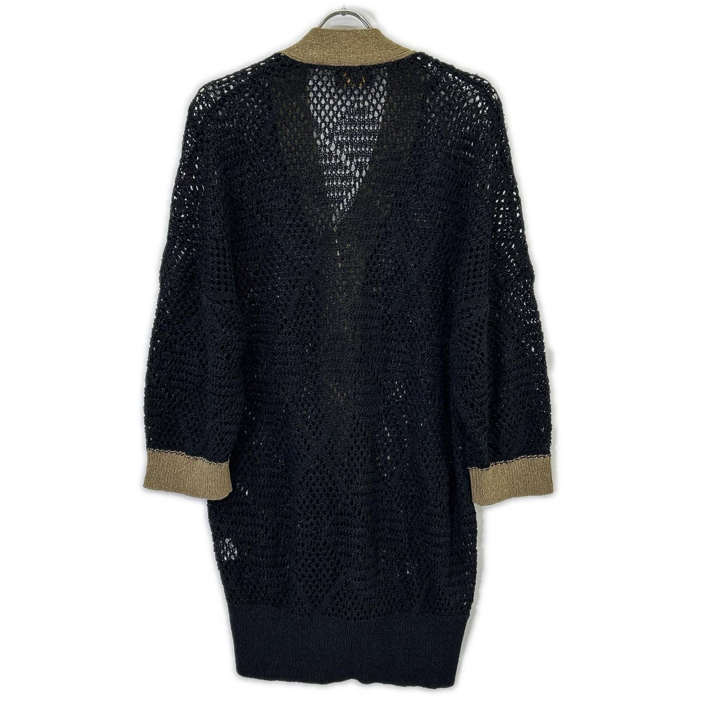 Pale Jute PJ-2023SS-19 Black Mesh Knit Long Cardigan Tops