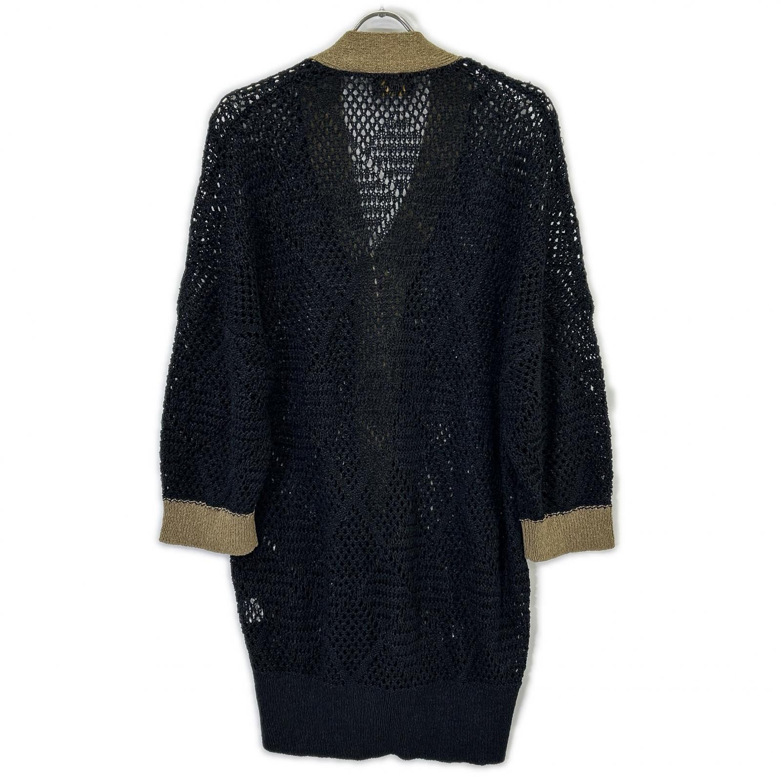 Pale Jute PJ-2023SS-19 Black Mesh Knit Long Cardigan Tops