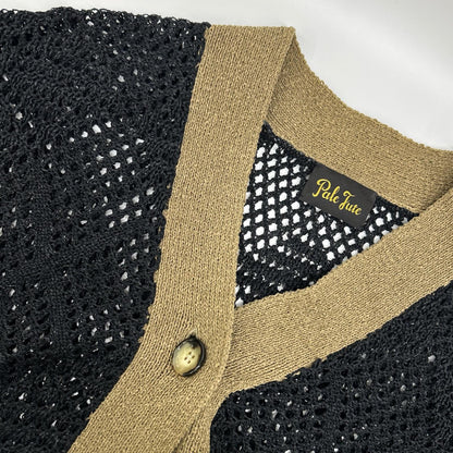 Pale Jute PJ-2023SS-19 Black Mesh Knit Long Cardigan Tops