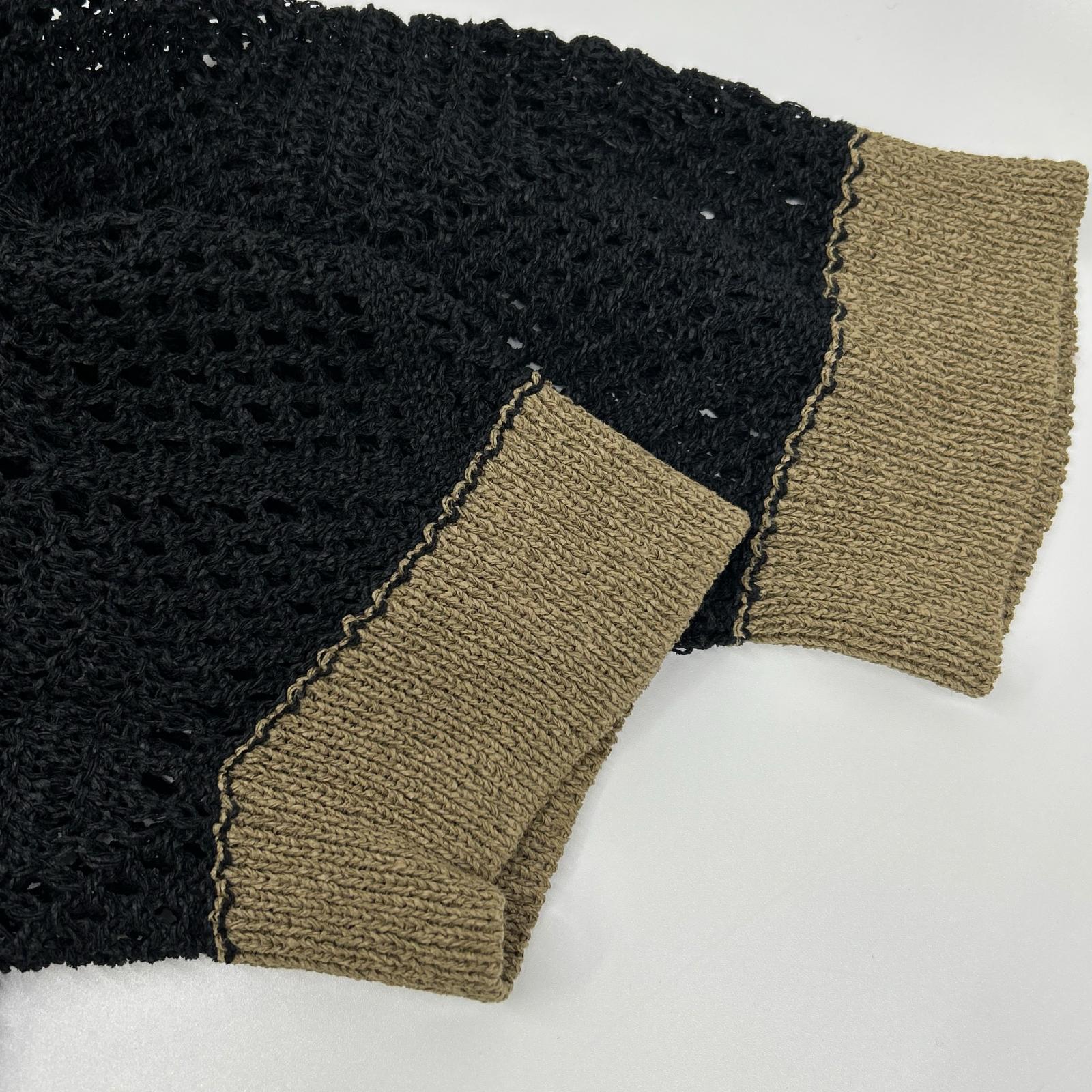 Pale Jute PJ-2023SS-19 Black Mesh Knit Long Cardigan Tops