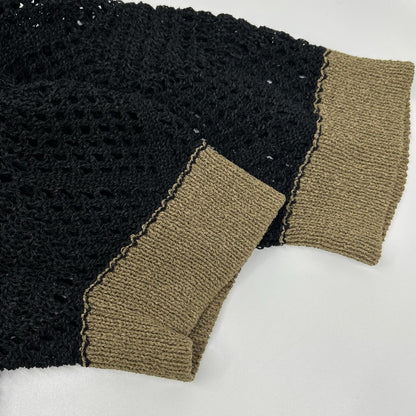 Pale Jute PJ-2023SS-19 Black Mesh Knit Long Cardigan Tops