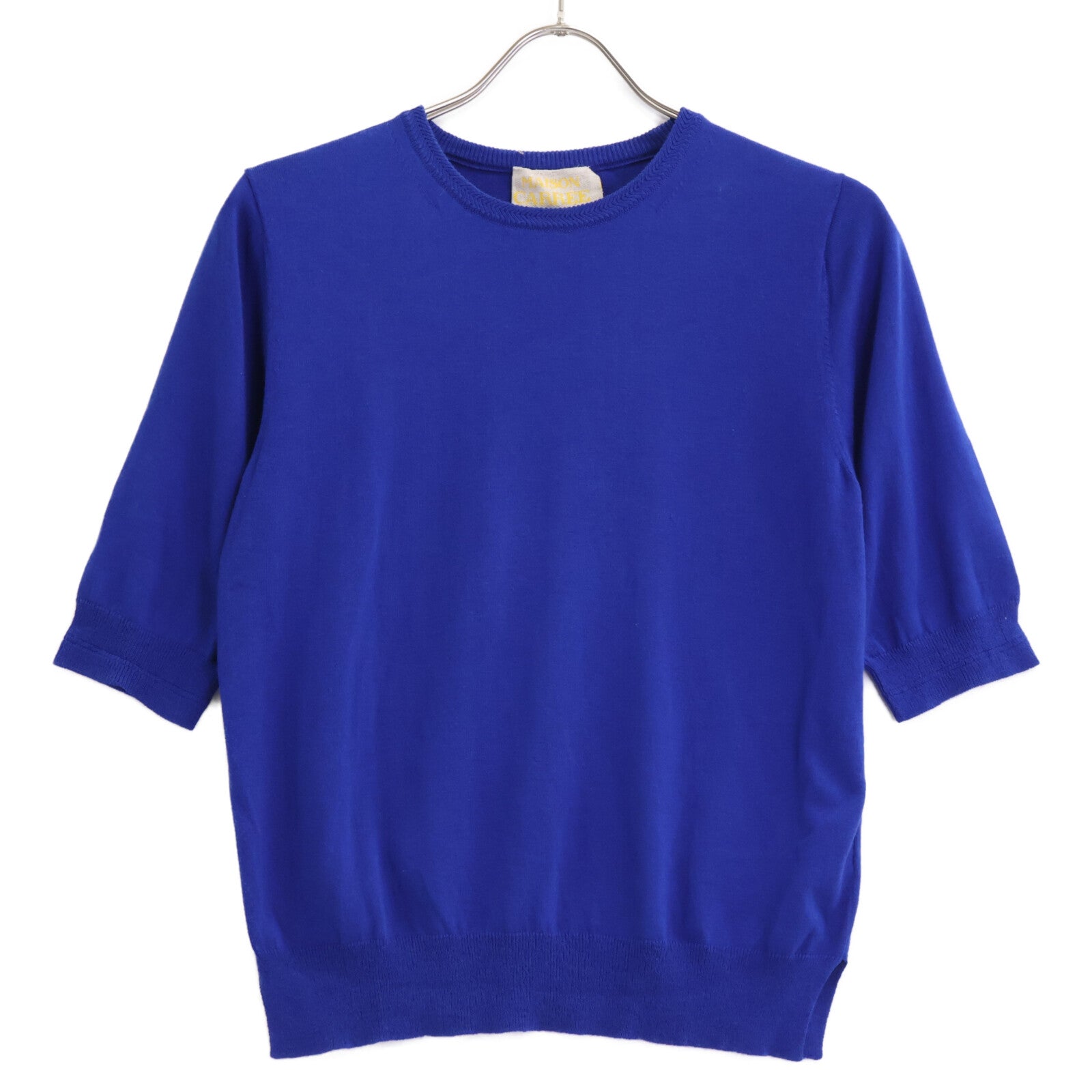 MAISON CARREE メゾンカレ MC-2020-00 ブルー コットンシルク Basic half sleeve knit ショートスリーブニット トップス