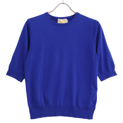 MAISON CARREE メゾンカレ MC-2020-00 ブルー コットンシルク Basic half sleeve knit ショートスリーブニット トップス