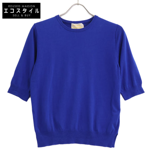 MAISON CARREE メゾンカレ MC-2020-00 ブルー コットンシルク Basic half sleeve knit ショートスリーブニット トップス