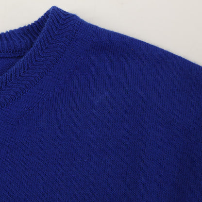 MAISON CARREE メゾンカレ MC-2020-00 ブルー コットンシルク Basic half sleeve knit ショートスリーブニット トップス