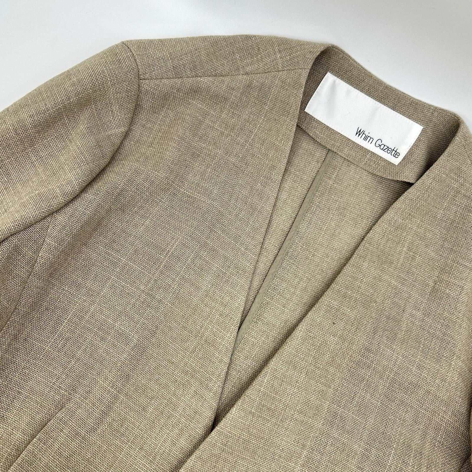 Whim Gazette Whim Gazette WGZ1051207A0002 25SS Beige jute-like collarless jacket Jacket