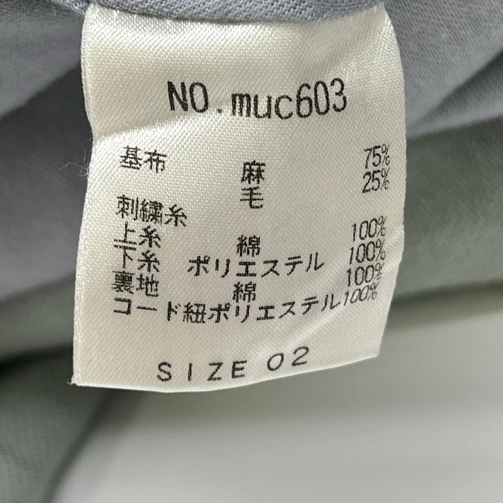 muuc ムーク muc603〈遠州織物 リネンウール生地〉ライトブルー フクシアの花刺繍 ワンピースドレス ワンピース