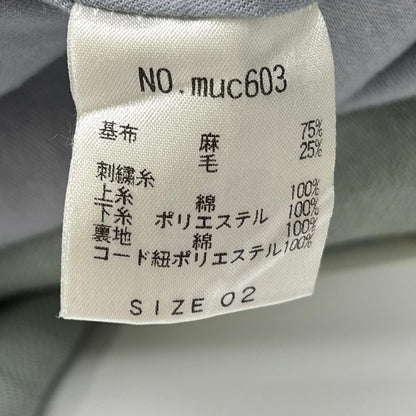 muuc ムーク muc603〈遠州織物 リネンウール生地〉ライトブルー フクシアの花刺繍 ワンピースドレス ワンピース