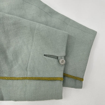 muuc muc603〈Enshu-woven linen-wool fabric〉 Light blue fuchsia flower-embroidered dress