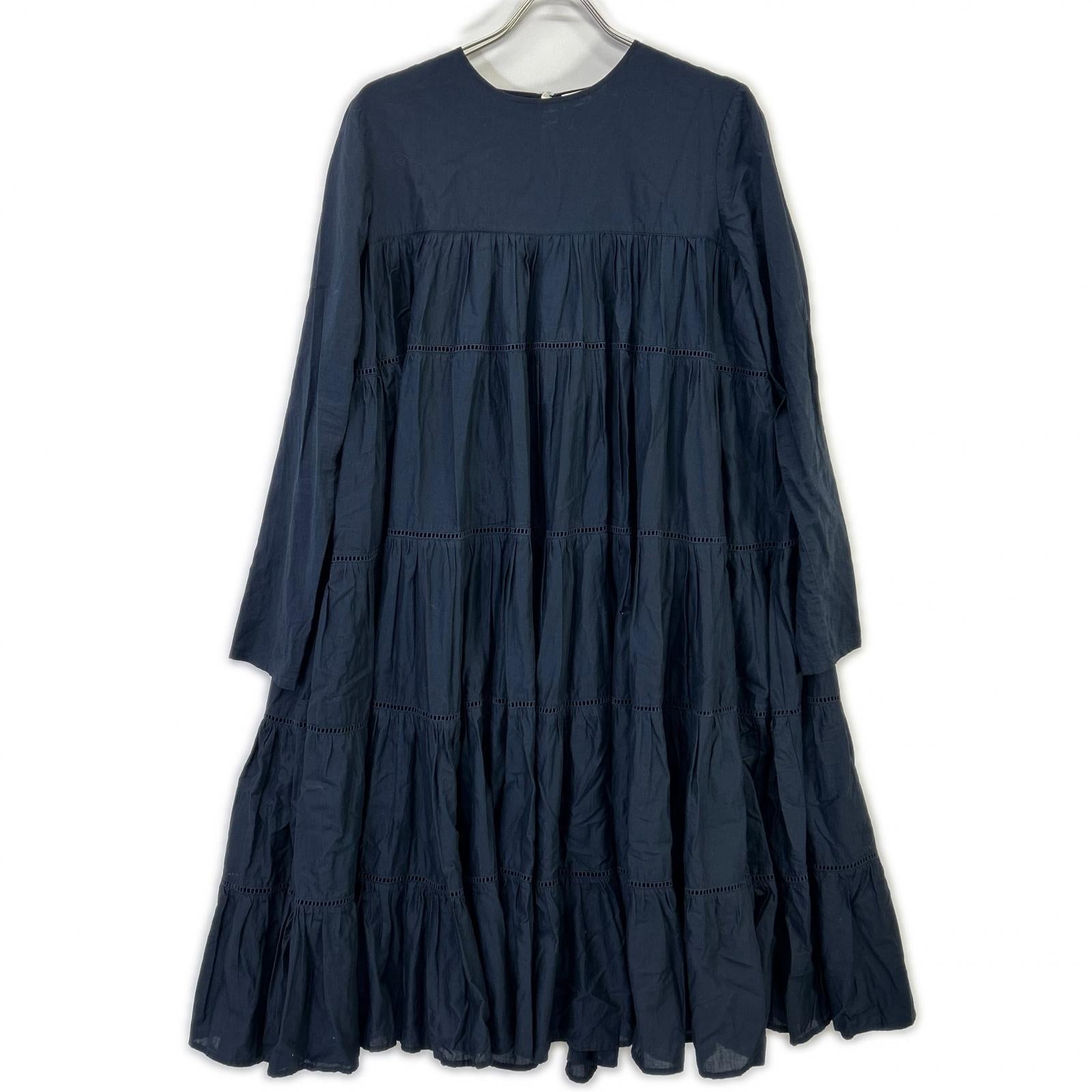 MERLETTE マーレット ネイビー ESSAOUIRA ティアードギャザー クルーネックワンピース ワンピース
