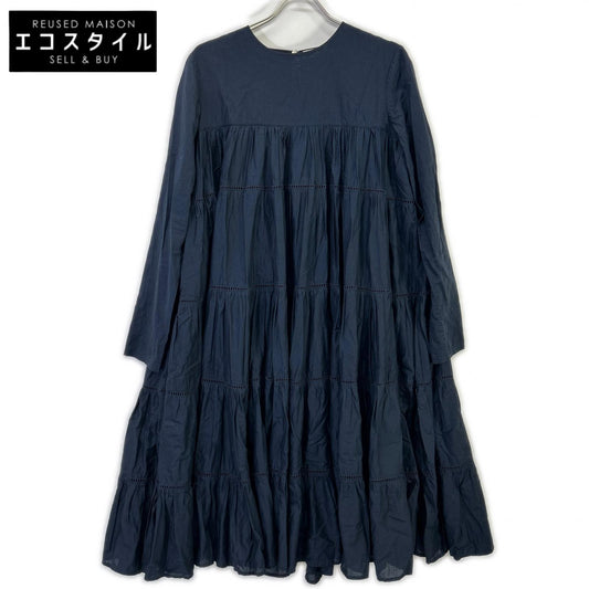 MERLETTE マーレット ネイビー ESSAOUIRA ティアードギャザー クルーネックワンピース ワンピース