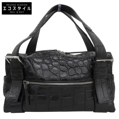 BEAUGRAND ボーグラン 美品 JRA ソフトクロコダイル パスケース付き ボストンバッグ ハンドバッグ レディース ブラック ハンドバッグ