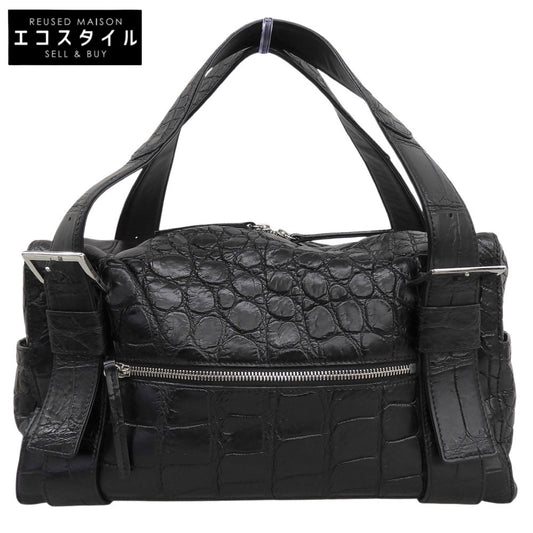 BEAUGRAND ボーグラン 美品 JRA ソフトクロコダイル パスケース付き ボストンバッグ ハンドバッグ レディース ブラック ハンドバッグ