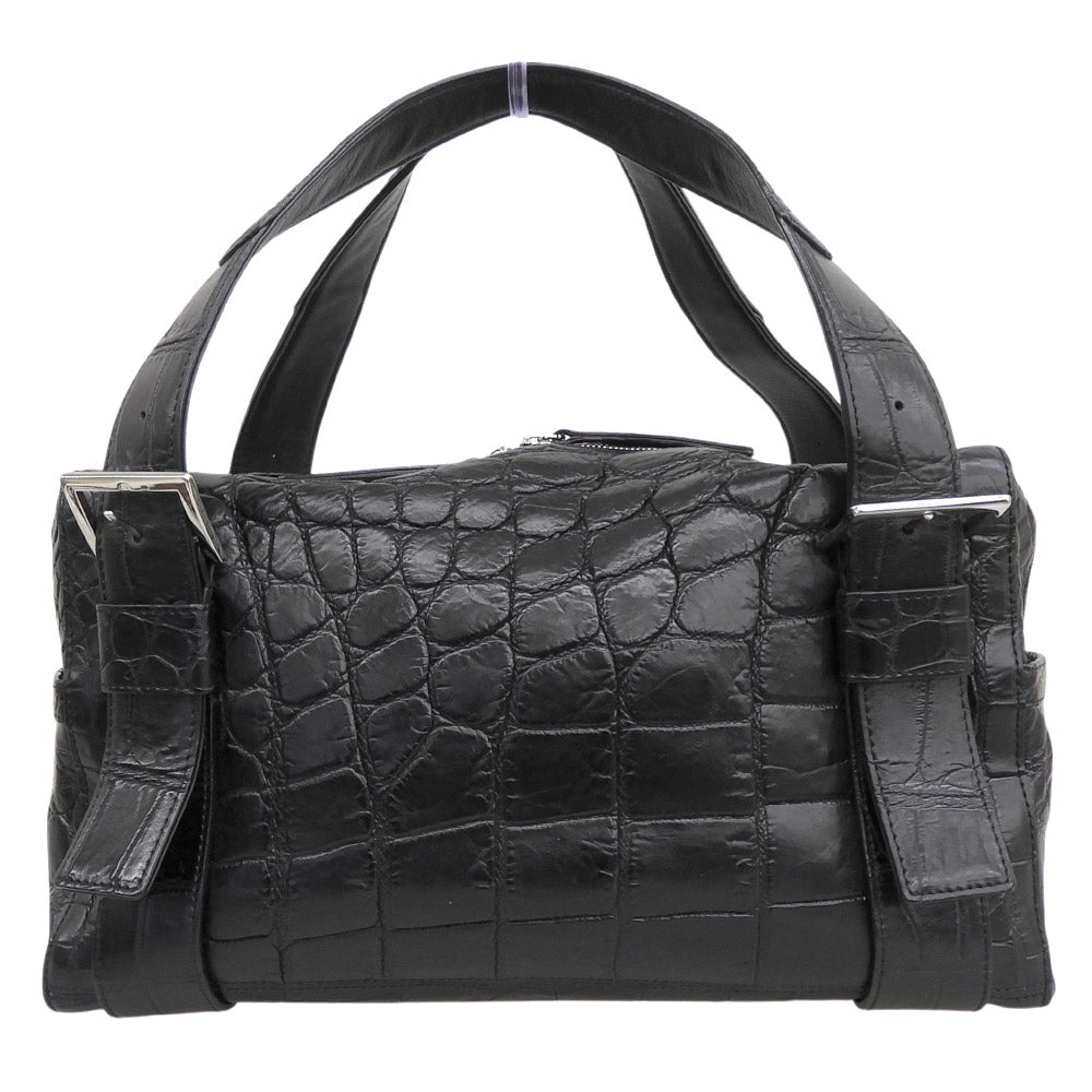 BEAUGRAND ボーグラン 美品 JRA ソフトクロコダイル パスケース付き ボストンバッグ ハンドバッグ レディース ブラック ハンドバッグ