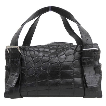BEAUGRAND ボーグラン 美品 JRA ソフトクロコダイル パスケース付き ボストンバッグ ハンドバッグ レディース ブラック ハンドバッグ