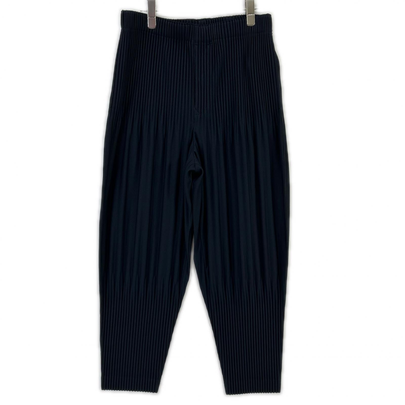 HOMME PLISSE ISSEY MIYAKE オムプリッセ イッセイミヤケ 25AW HP55-JF551 ネイビー 消しプリーツ加工 BASICS パンツ ボトムス