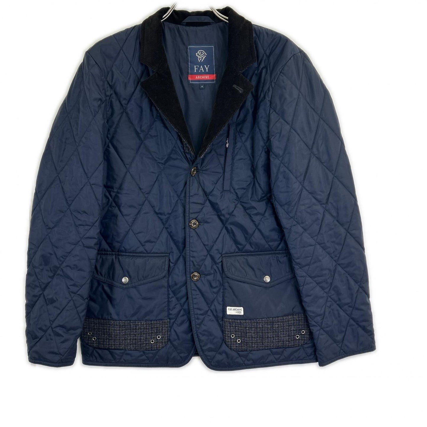 Fay Fay navy color-blocked nylon quilted jacket jacket