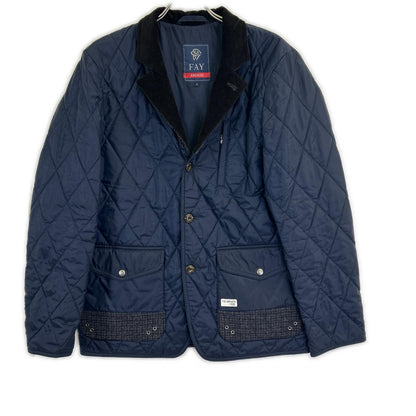 Fay Fay navy color-blocked nylon quilted jacket jacket